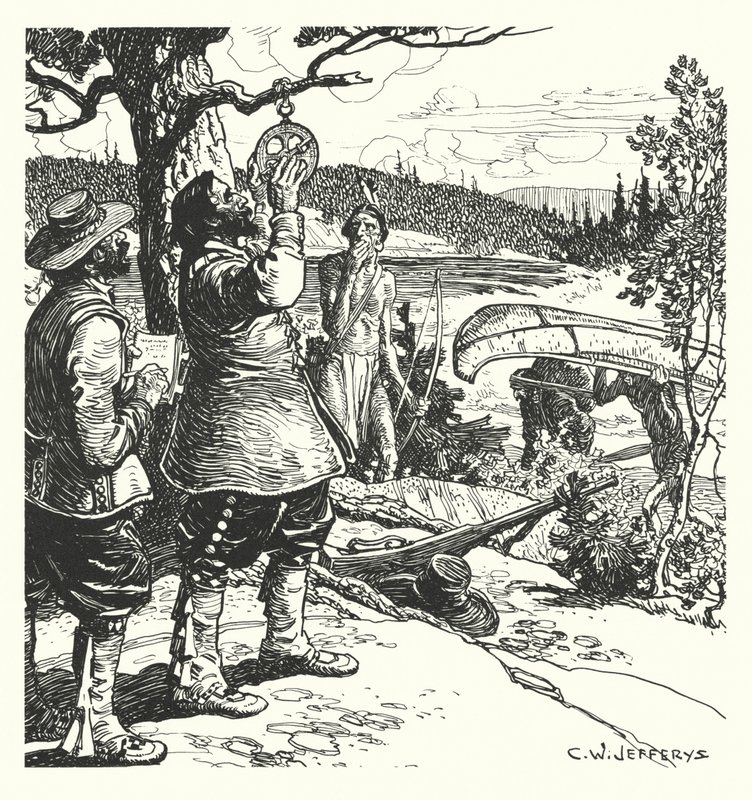 Champlain prenant une observation avec l