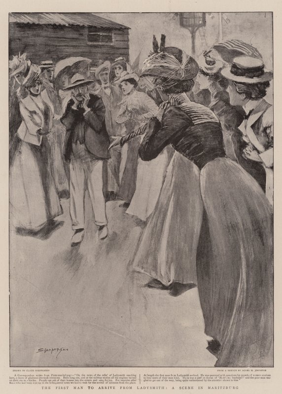 Le premier homme à arriver de Ladysmith, une scène à Maritzburg - Claude Shepperson
