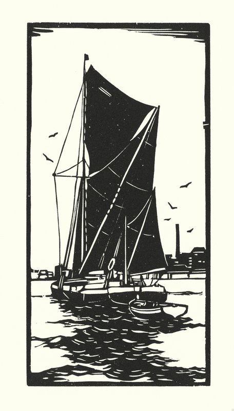 Bateaux de pêche et barges : Thames Barge (gravure sur bois) - Cyril A. Wilkinson