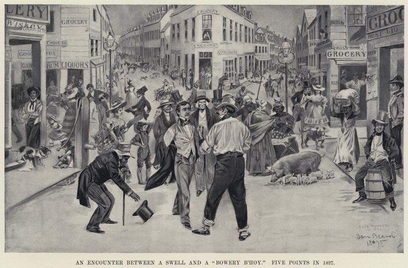 Une rencontre entre un élégant et un "Bowery B