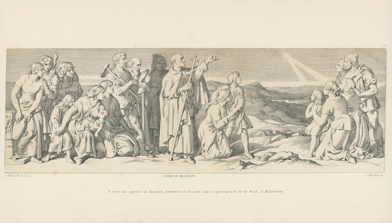 Une étoile ardente apparaît en Angleterre, annonciatrice de désastre, et est apostrophée par le Moine de Malmesbury - Daniel Maclise