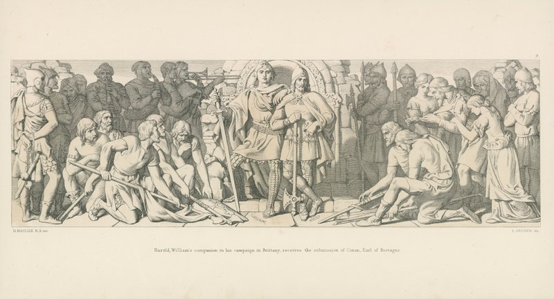 Harold, compagnon de Guillaume dans sa campagne en Bretagne, reçoit la soumission de Conan, comte de Bretagne - Daniel Maclise