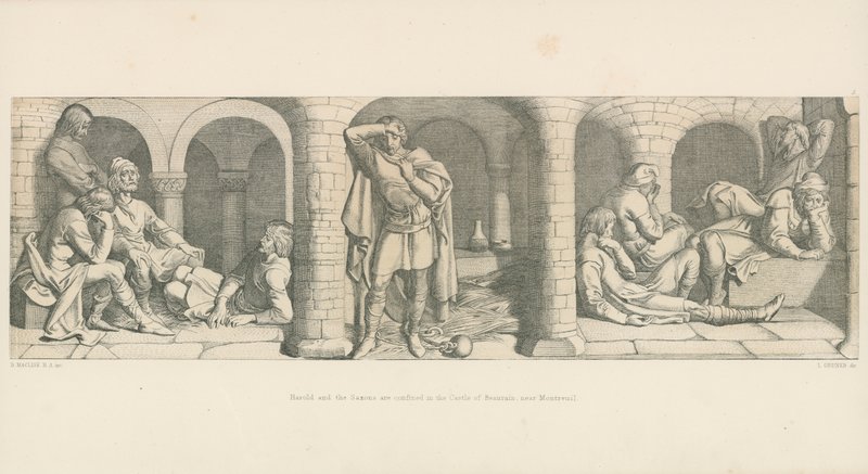 Harold et les Saxons sont confinés dans le château de Beaurain, près de Montreuil - Daniel Maclise