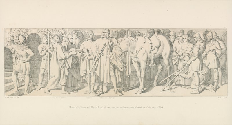 Pendant ce temps, Tostig et Harold Hardrada sont victorieux et reçoivent la soumission de la ville de York - Daniel Maclise