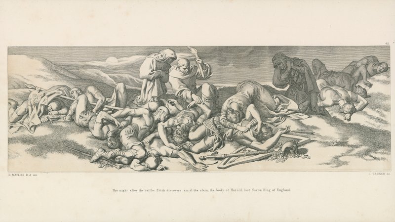 La nuit après la bataille; Edith découvre, parmi les morts, le corps d