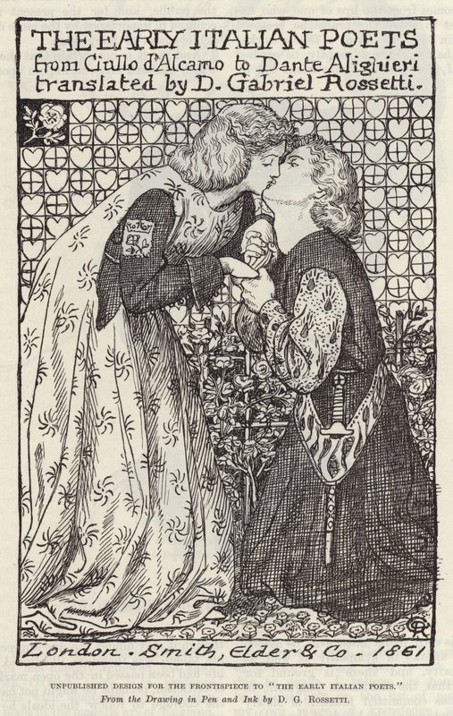 Projet inédit pour la page de titre de Les Premiers Poètes Italiens - Dante Gabriel Charles Rossetti