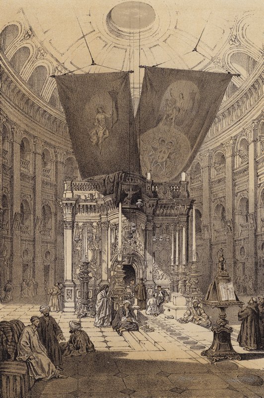 Sanctuaire du Saint-Sépulcre (lithographie en couleur) - David (after) Roberts