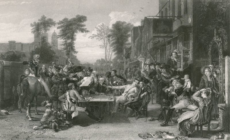 Pensionnaires de Chelsea lisant la gazette de la bataille de Waterloo - David (after) Wilkie