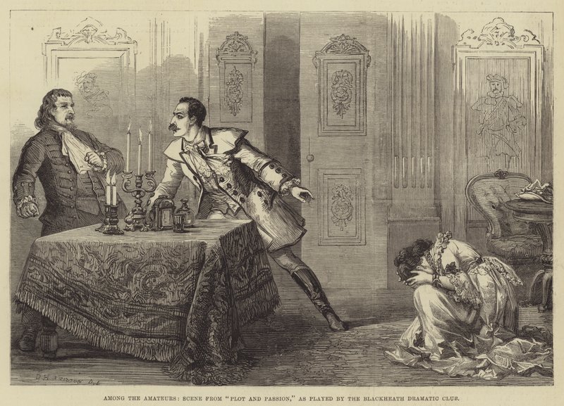 Parmi les amateurs, scène de Complot et Passion, jouée par le Blackheath Dramatic Club - David Henry Friston