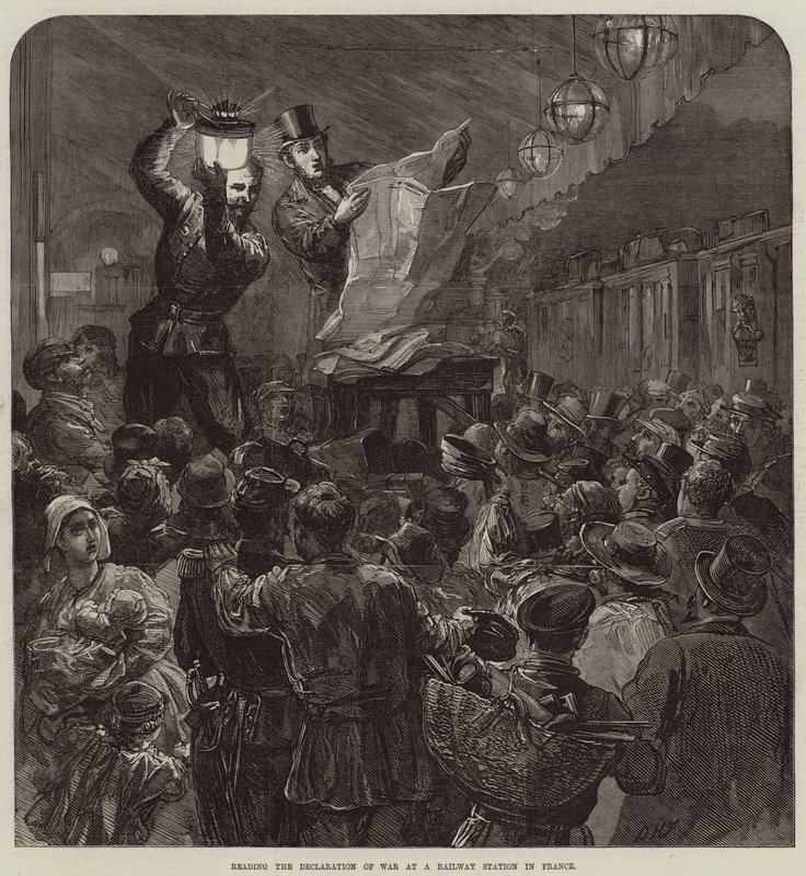 Lecture de la déclaration de guerre dans une gare en France - David Henry Friston