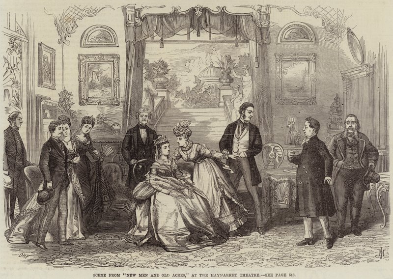 Scène de New Men and Old Acres, au Haymarket Theatre - David Henry Friston