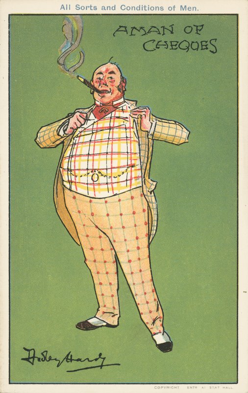 Un homme de chèques : un homme riche en costume à carreaux - Dudley Hardy