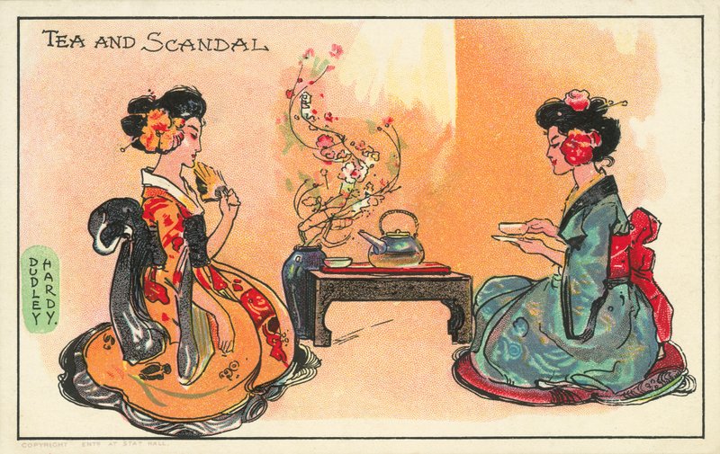 Thé et scandale : deux femmes japonaises buvant du thé - Dudley Hardy