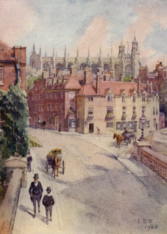 Eton: Pont de Barnes Pool, Rivage de Baldwin, et Chapelle Supérieure - E. D. Brinton