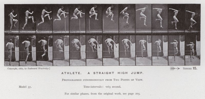 La Figure Humaine en Mouvement : Athlète, saut en hauteur droit - Eadweard Muybridge