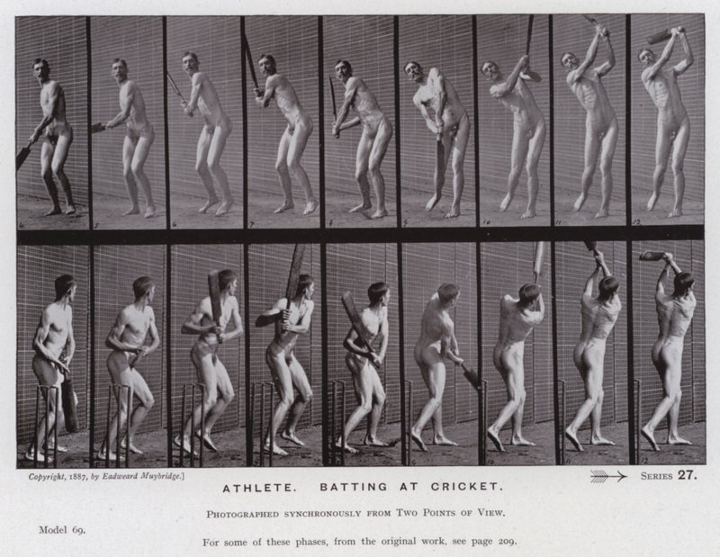 La Figure Humaine en Mouvement : Athlète, frapper au cricket - Eadweard Muybridge