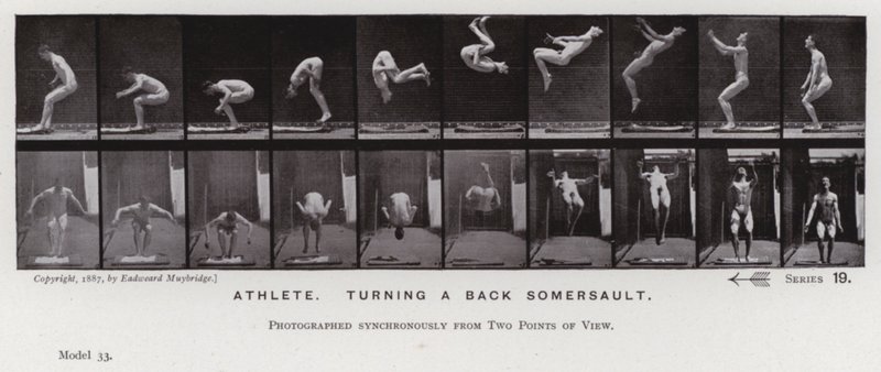 La figure humaine en mouvement : Athlète faisant un saut périlleux arrière - Eadweard Muybridge