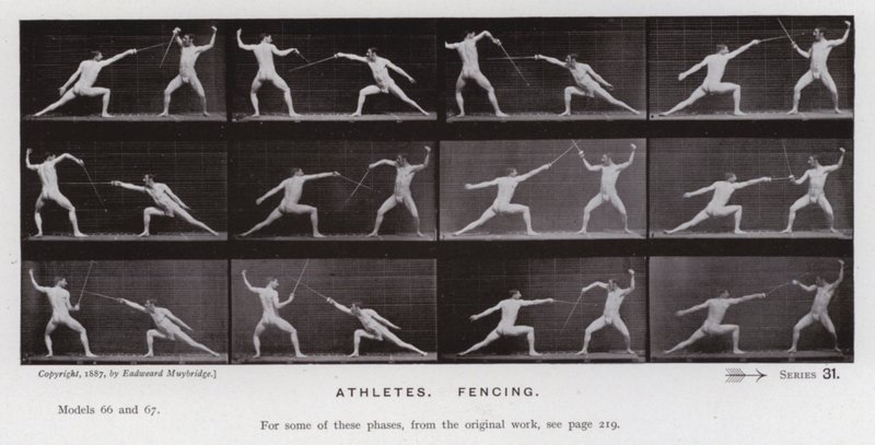 La figure humaine en mouvement : Athlètes, escrime - Eadweard Muybridge