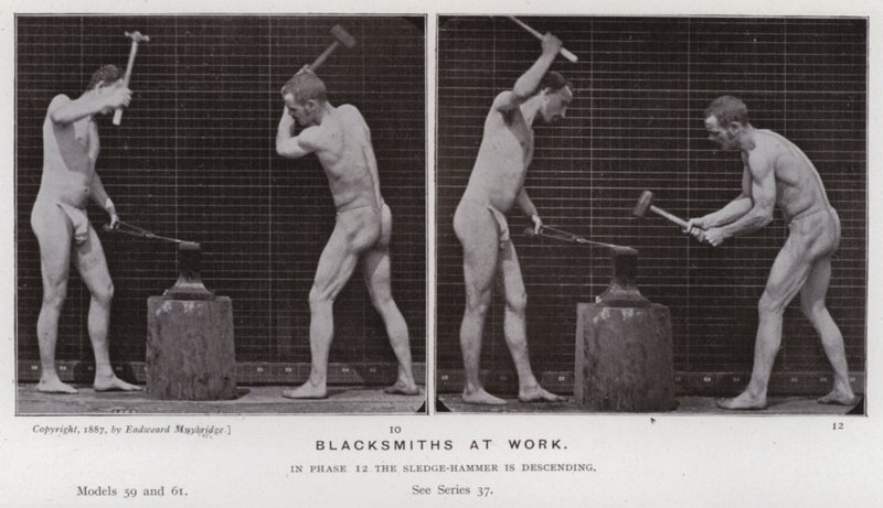 La figure humaine en mouvement : Forgerons au travail - Eadweard Muybridge