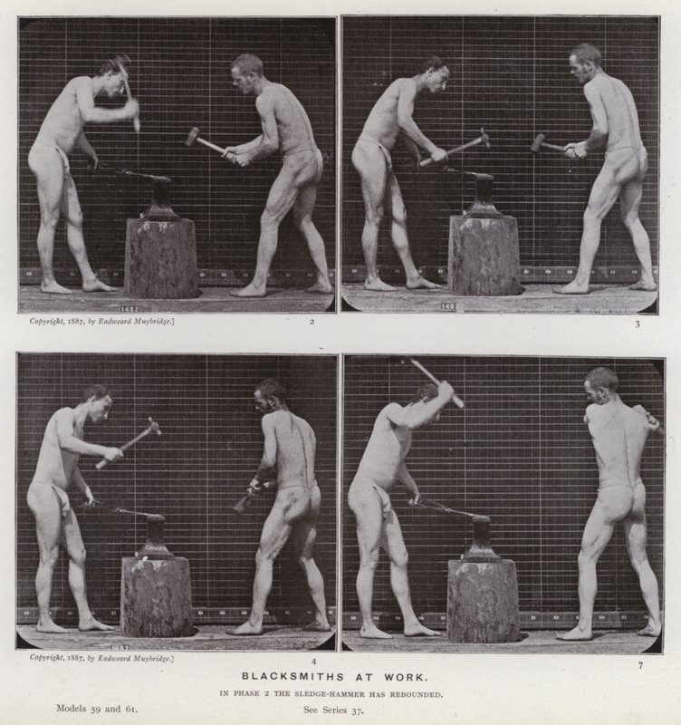 La figure humaine en mouvement : Forgerons au travail - Eadweard Muybridge