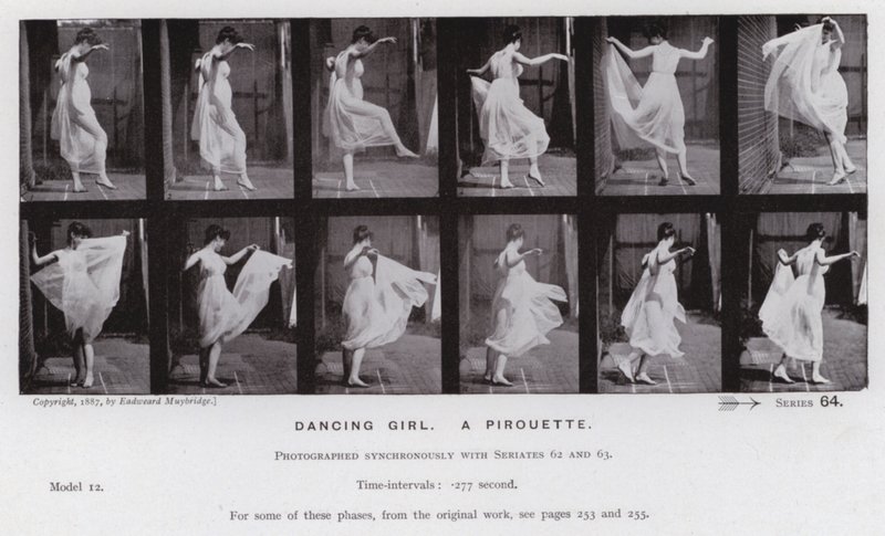 La figure humaine en mouvement : Danseuse, une pirouette - Eadweard Muybridge