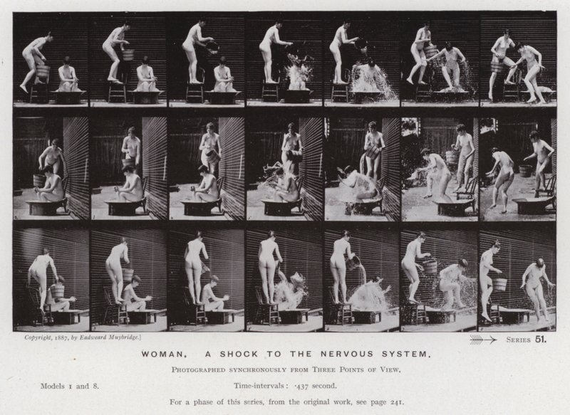 La figure humaine en mouvement : Femme, un choc pour le système nerveux (photo n/b) - Eadweard Muybridge