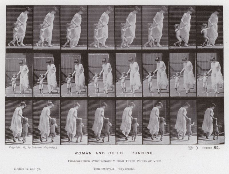 La Figure humaine en mouvement : Femme et enfant, courant - Eadweard Muybridge