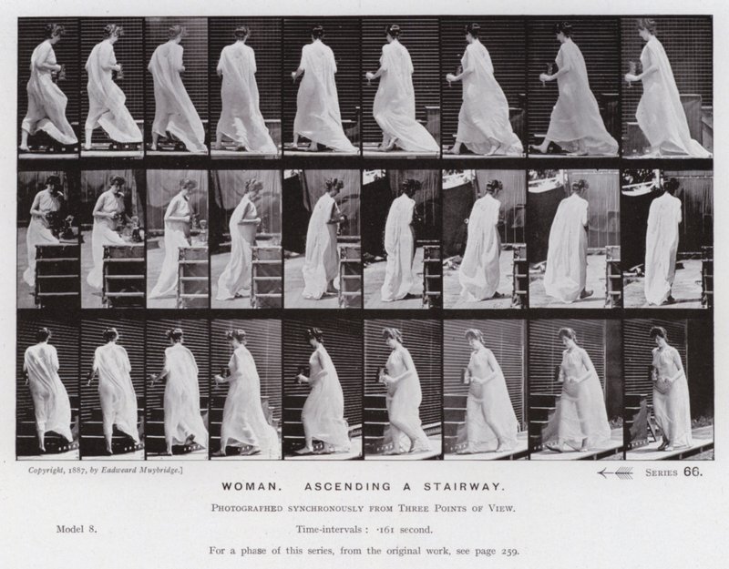 La figure humaine en mouvement : Femme, montant un escalier - Eadweard Muybridge