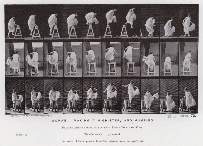 La figure humaine en mouvement : Femme, faisant un grand pas et sautant - Eadweard Muybridge