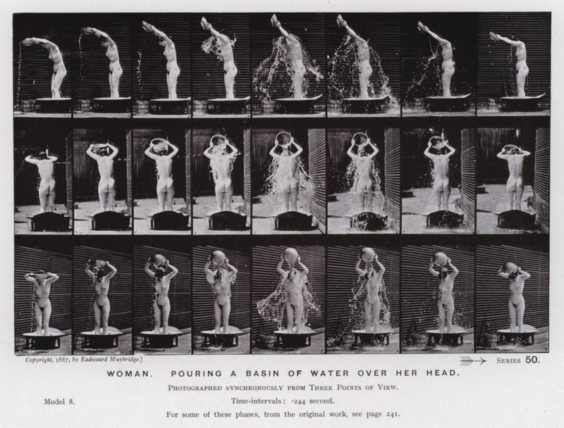 La figure humaine en mouvement : Femme, versant un bassin d