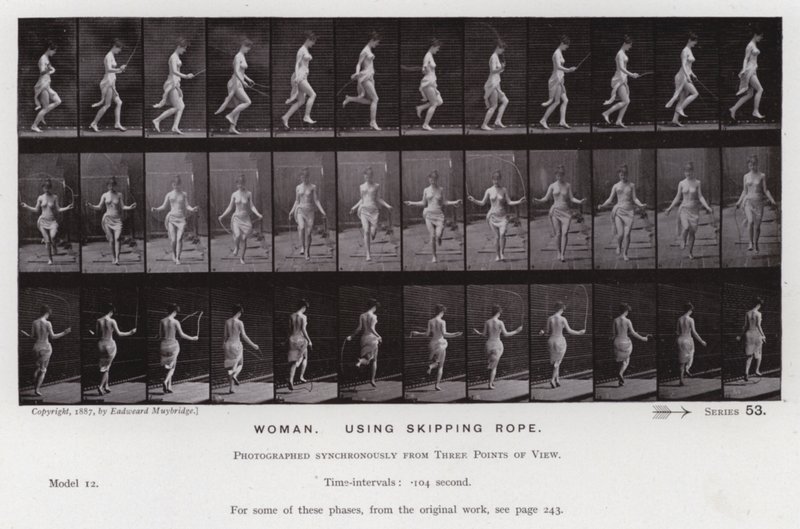 La figure humaine en mouvement : Femme, utilisant une corde à sauter - Eadweard Muybridge