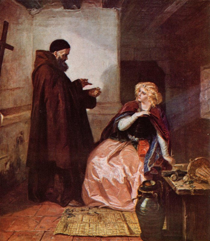 Shakespeare : Juliette et Frère Laurent, Roméo et Juliette, Acte IV, Scène 1 - Edgar Melville (after) Ward