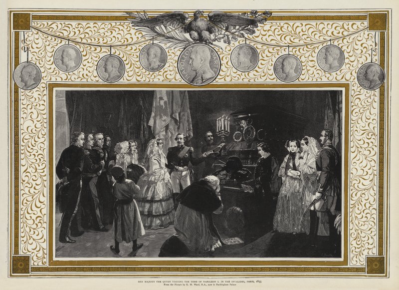 Sa Majesté la Reine visitant la tombe de Napoléon Ier aux Invalides, Paris, 1855 - Edgar Melville Ward