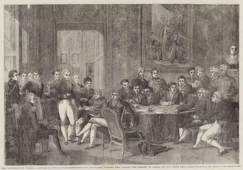 Le Congrès de Vienne, séance des plénipotentiaires des huit puissances signataires du Traité de Paris, en 1815 - Edmond Morin