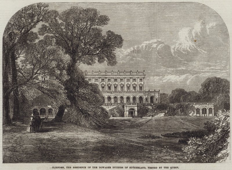Cliefden, la résidence de la duchesse douairière de Sutherland, visitée par la reine - Edmund Morison Wimperis