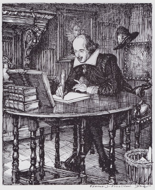 Shakespeare dans son étude - Edmund Joseph (after) Sullivan