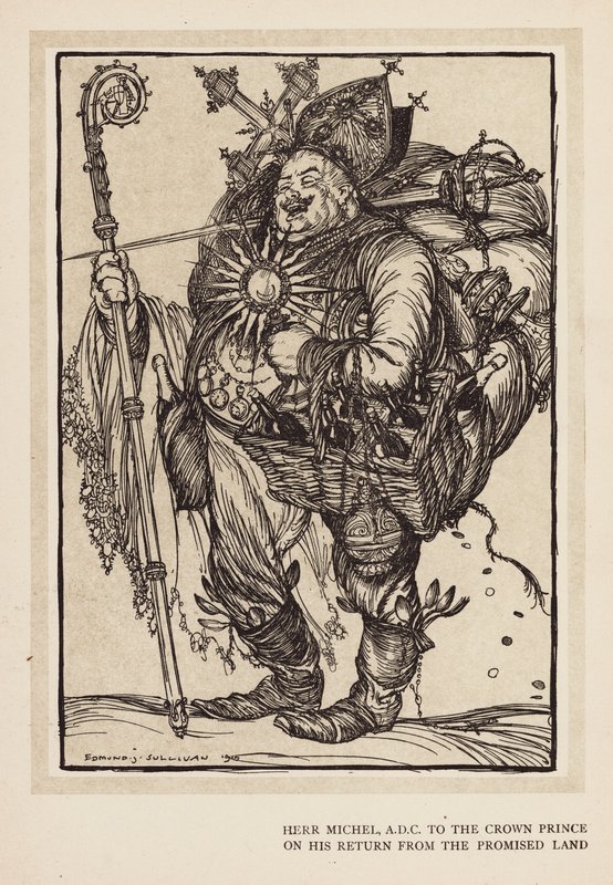 La guirlande du Kaiser : Herr Michel, ADC du prince héritier à son retour de la Terre Promise (litho) - Edmund Joseph (after) Sullivan