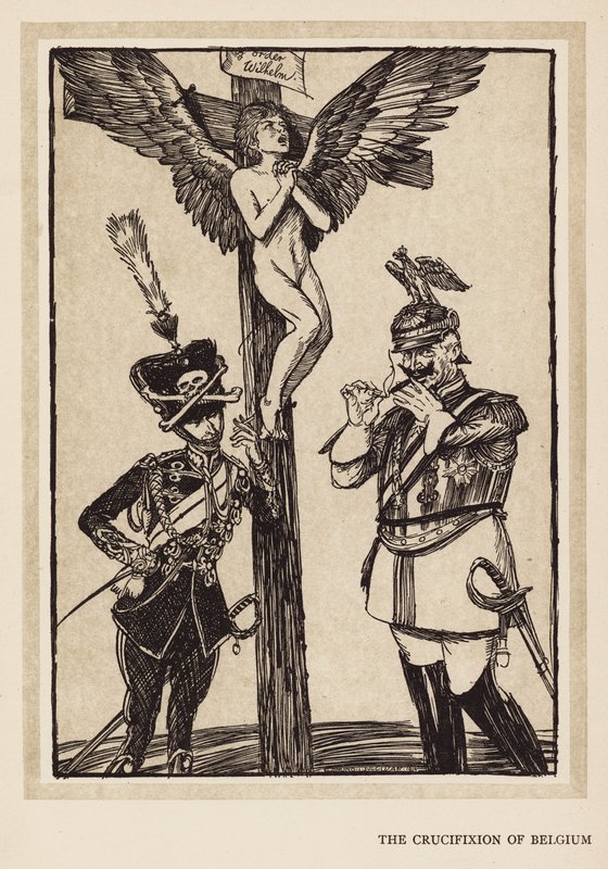 La Guirlande du Kaiser : La Crucifixion de la Belgique (lithographie) - Edmund Joseph (after) Sullivan