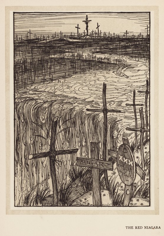 La guirlande du Kaiser : Le Niagara rouge (lithographie) - Edmund Joseph (after) Sullivan