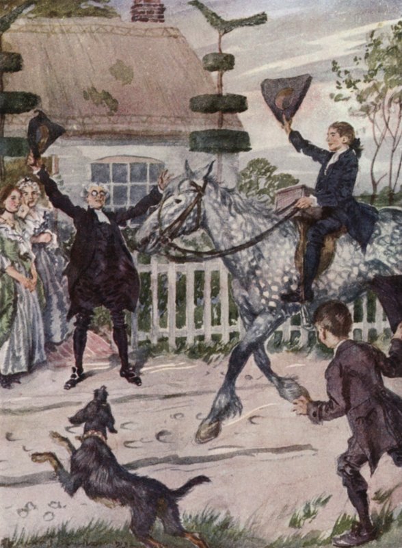 Illustration pour Le Vicaire de Wakefield par Oliver Goldsmith (lithographie en couleur) - Edmund Joseph Sullivan