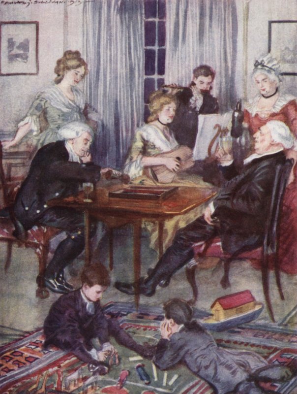 Illustration pour Le Vicaire de Wakefield par Oliver Goldsmith (lithographie en couleur) - Edmund Joseph Sullivan