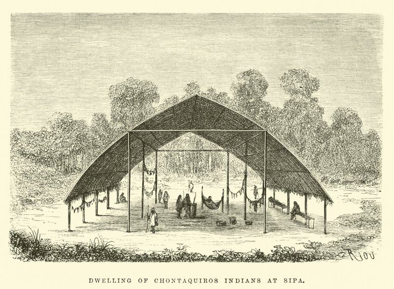 Habitation des Indiens Chontaquiros à Sipa - Edouard Riou