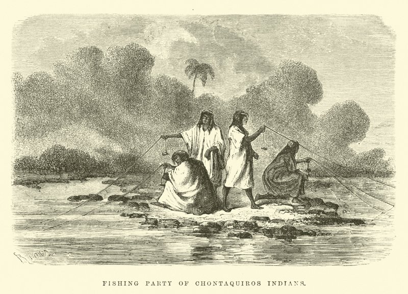 Partie de pêche des Indiens Chontaquiros - Edouard Riou