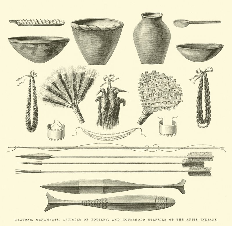 Armes, ornements, articles de poterie et ustensiles ménagers des Indiens Antis - Edouard Riou
