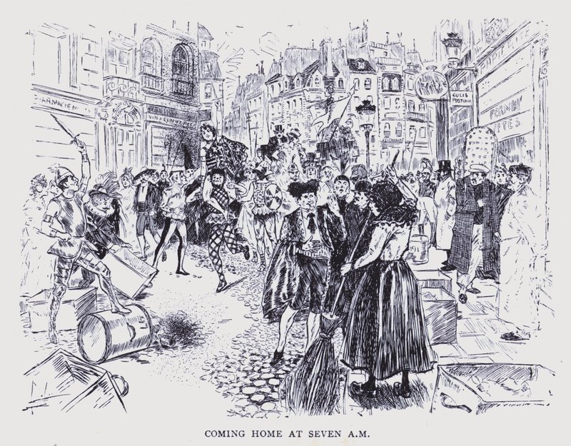 Paris bohème : Rentrer à la maison à sept heures du matin (litho) - Edouard Alfred (1875 1954) Cucuel