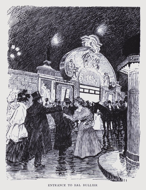 Paris bohème : Entrée du Bal Bullier (litho) - Edouard Alfred (1875 1954) Cucuel
