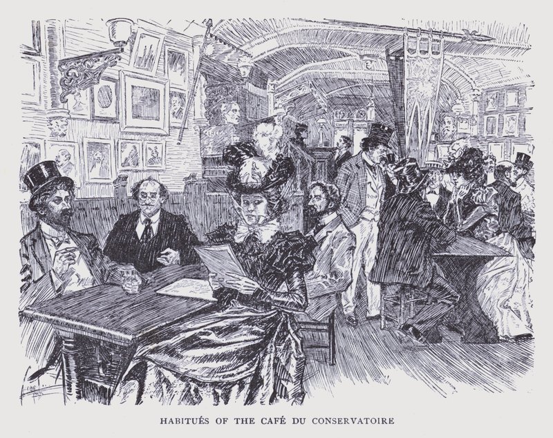 Paris bohème : Habitudes du Café du Conservatoire (litho) - Edouard Alfred (1875 1954) Cucuel