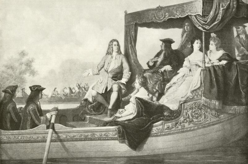 Concert fluvial de Handel pour George I (gravure) - Edouard Jean Conrad Hamman