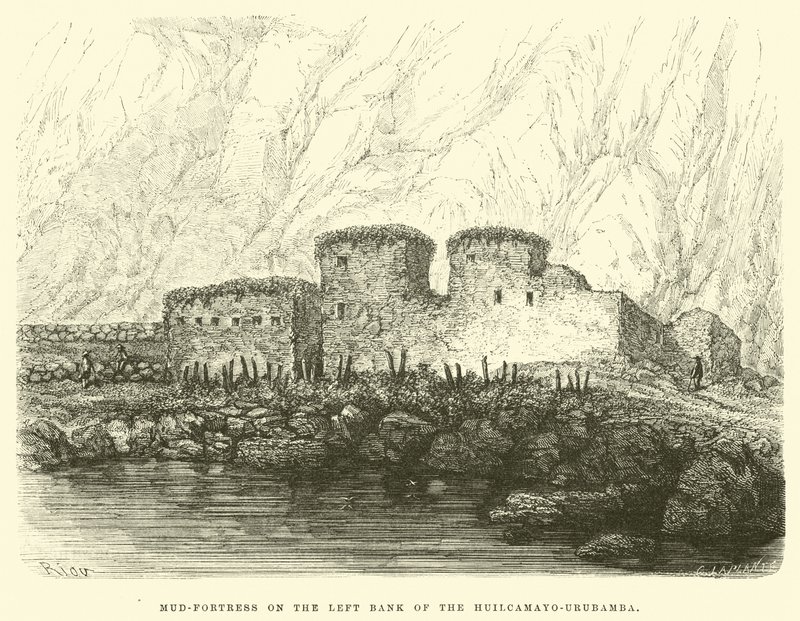 Forteresse de boue sur la rive gauche du Huilcamayo-Urubamba - Edouard Riou