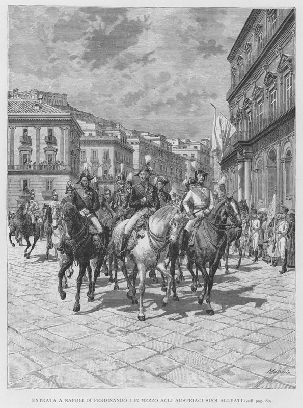 Entrée à Naples de Ferdinand I au milieu de ses alliés autrichiens - Edouardo Matania